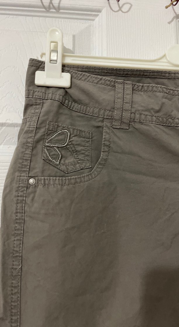 Kahverengi Keten Kadın Midi Pantolon - Görsel 2