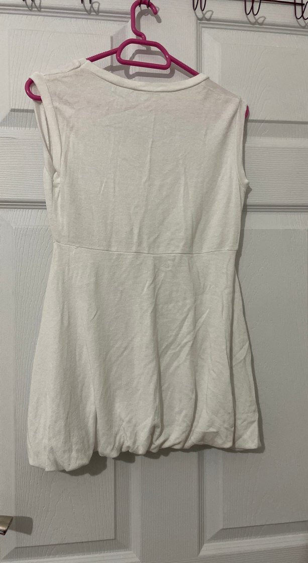 Beyaz Kolsuz Hamile Bluzu - Görsel 3