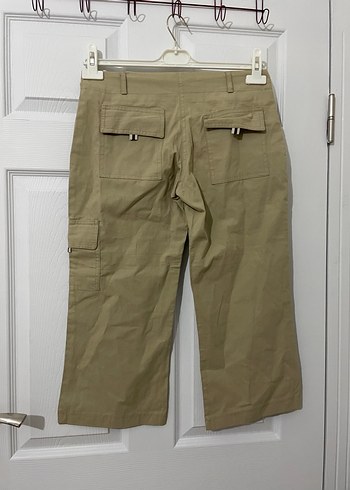 Bej Kadın Pamuklu Kemerli Midi Pantolon - Görsel 4