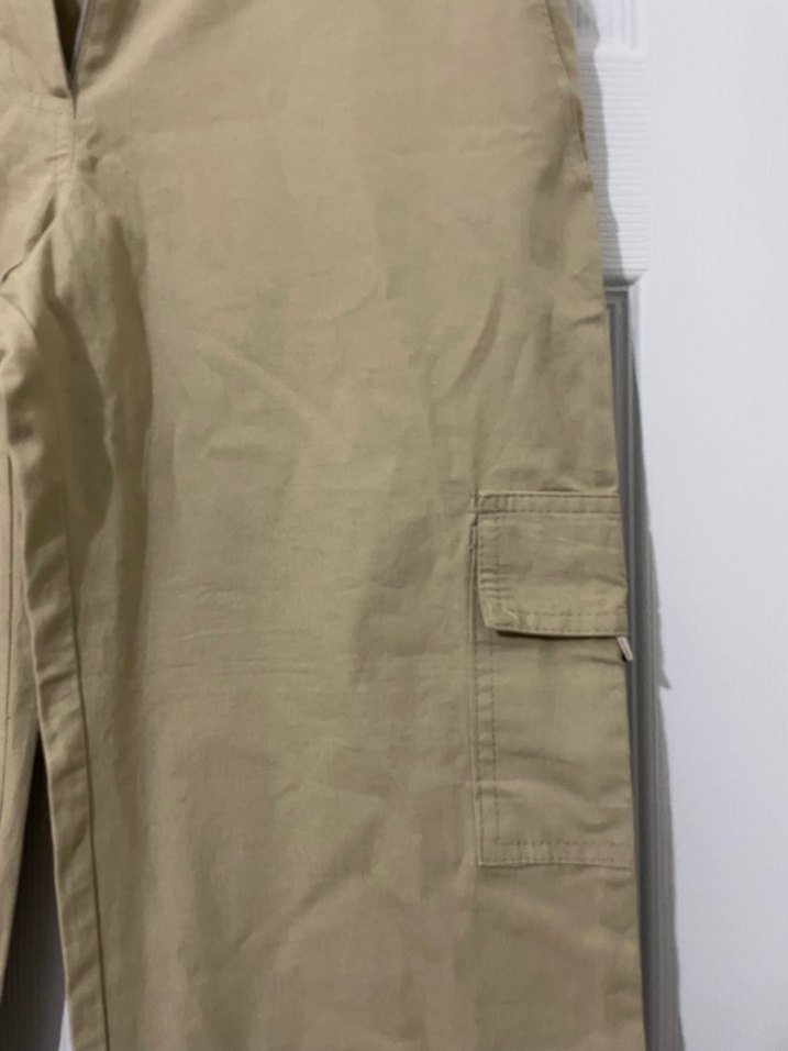 Bej Kadın Pamuklu Kemerli Midi Pantolon - Görsel 2