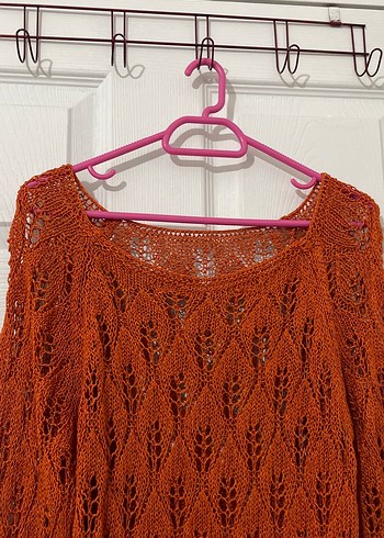 Kahverengi Bohem Örgü Kadın Kazak - Görsel 2