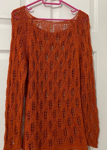 Kahverengi Bohem Örgü Kadın Kazak - Görsel 3