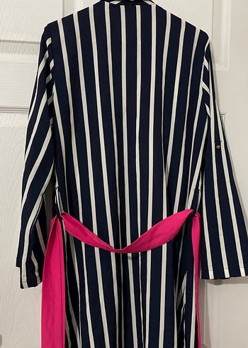 Çizgili Lacivert Hamile Uzun ceket - Görsel 5