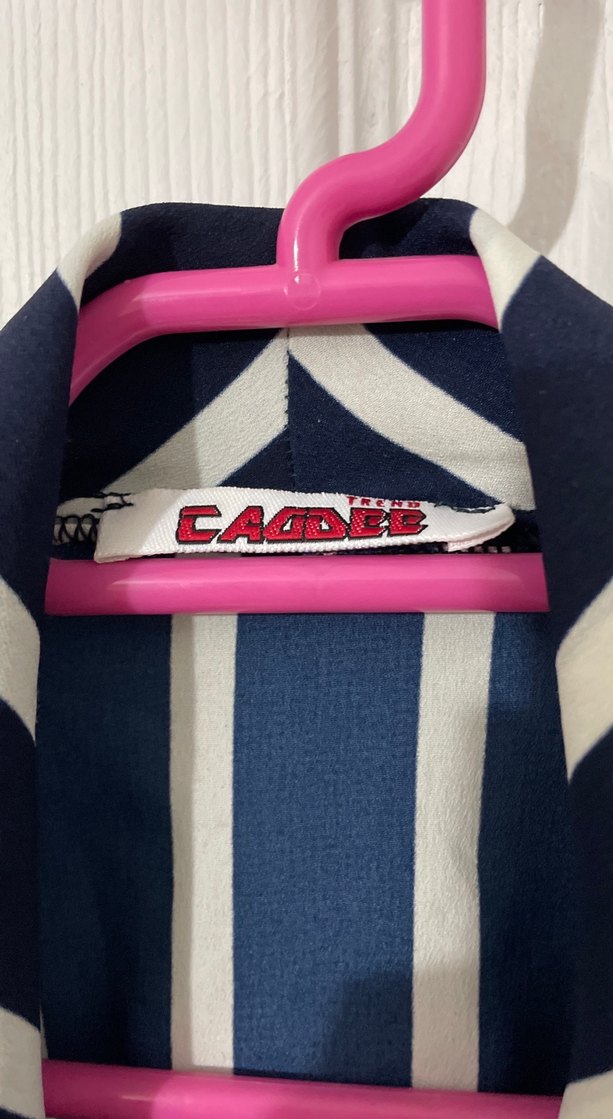 Çizgili Lacivert Hamile Uzun ceket - Görsel 4