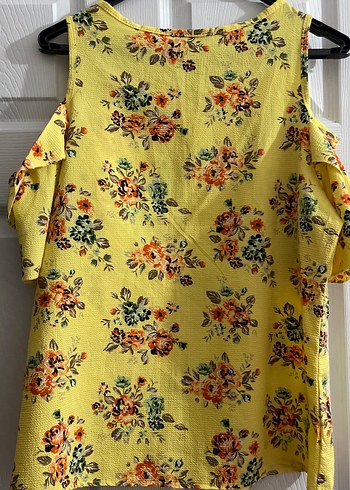 Sarı Çiçekli Fırfırlı Bohem Bluz - Görsel 3