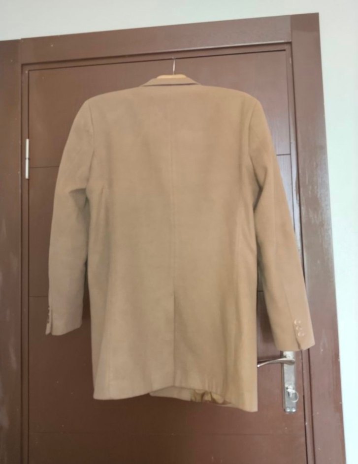 Bej Midi Süet erkek Kaban - Görsel 2