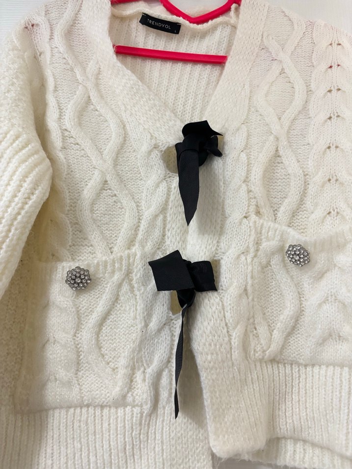 Beyaz Triko Kadın Hırka - Görsel 2