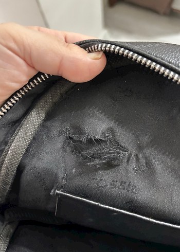 Fermuarlı Siyah Desenli Kadın Deri Sırt Çantası - Görsel 3