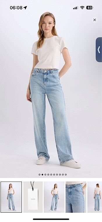 38 Beden 90?s wide leg yüksek bel jean