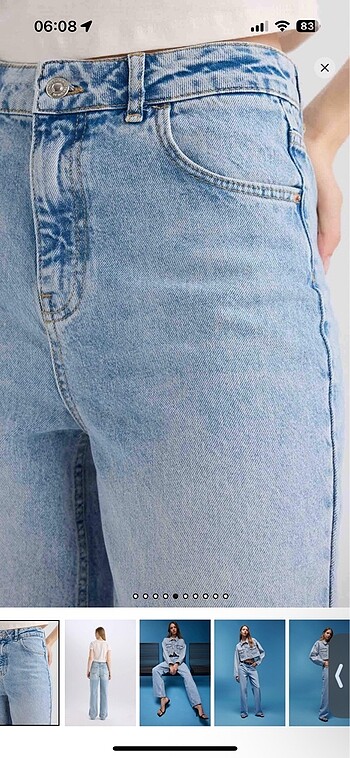 38 Beden mavi Renk 90?s wide leg yüksek bel jean