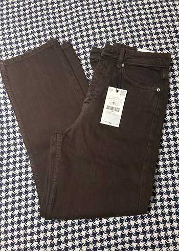 Zara Koyu Kahverengi Duz Kesim Jean