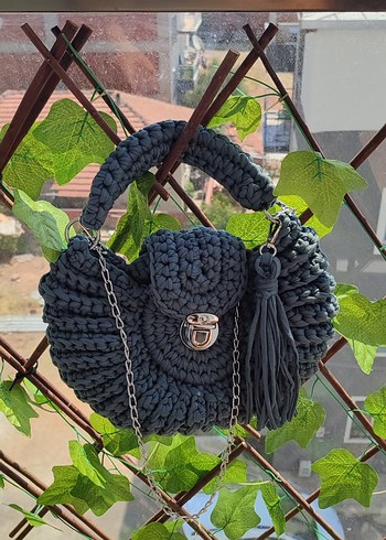 Beden Bohem Gri Örgü Kadın Çanta