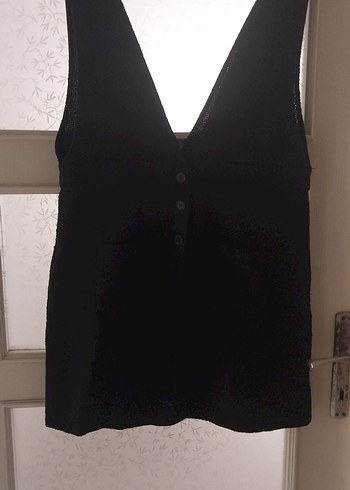 Düğmeli Siyah Midi V Yaka Kadın jile - Görsel 3