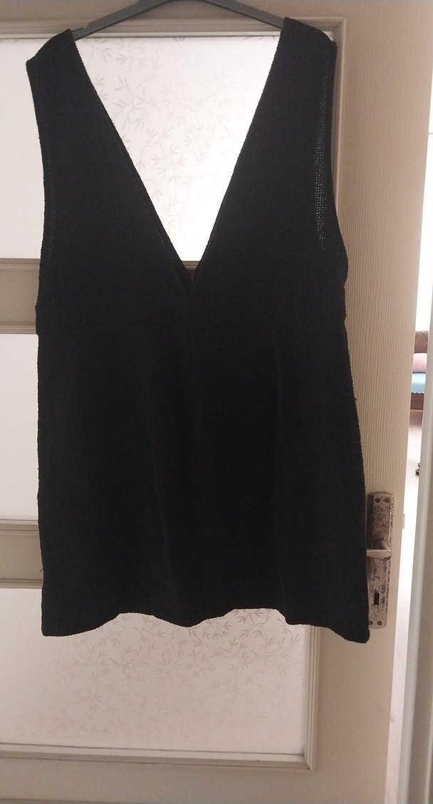 Düğmeli Siyah Midi V Yaka Kadın jile - Görsel 4