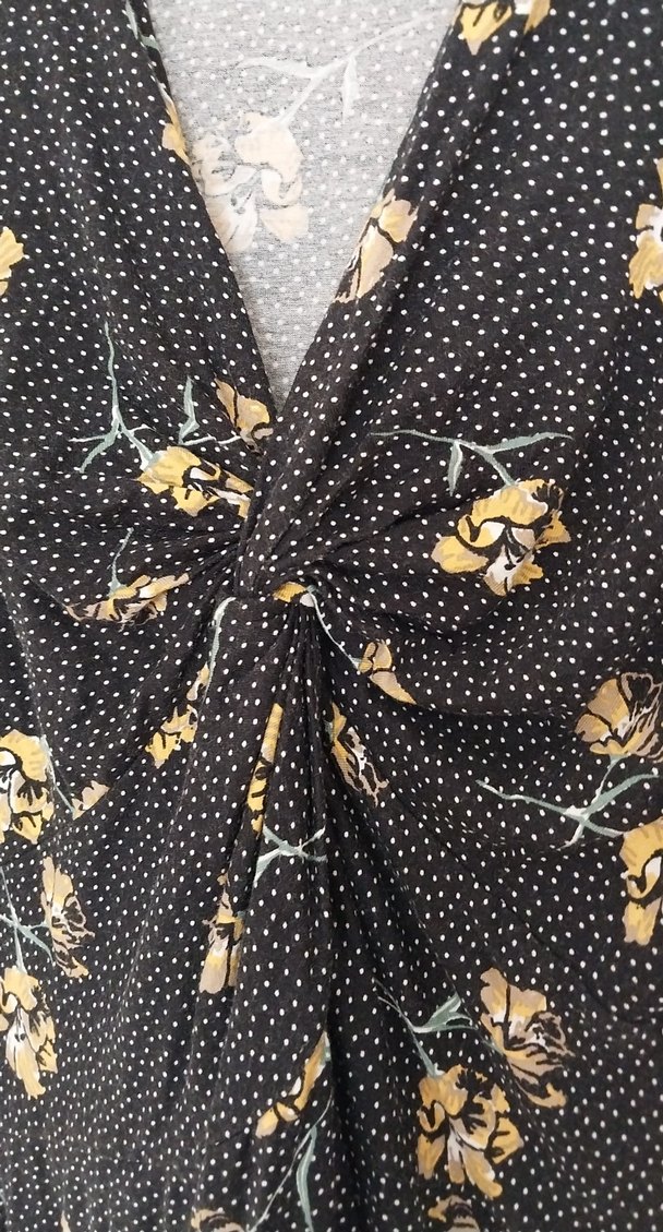 V Yaka Drapeli Midi Bohem Elbise - Görsel 4