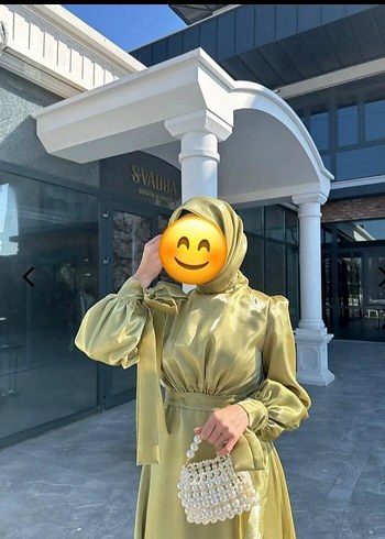 Abiye Parlak Haki Uzun Abiye Elbise