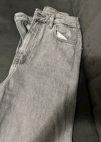 Bershka Gri Bol Kesim Midi Kot Pantolon