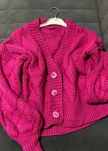 Zara Pembe Örgü Kadın Hırka