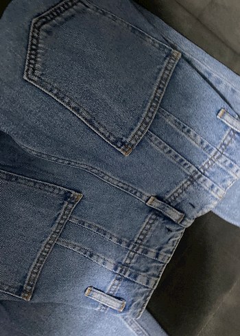 s Beden Mavi Bol Kesim Midi Denim Kadın Pantolon