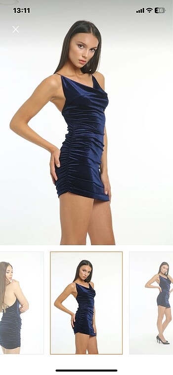 34 Beden Lacivert Mini Elbise