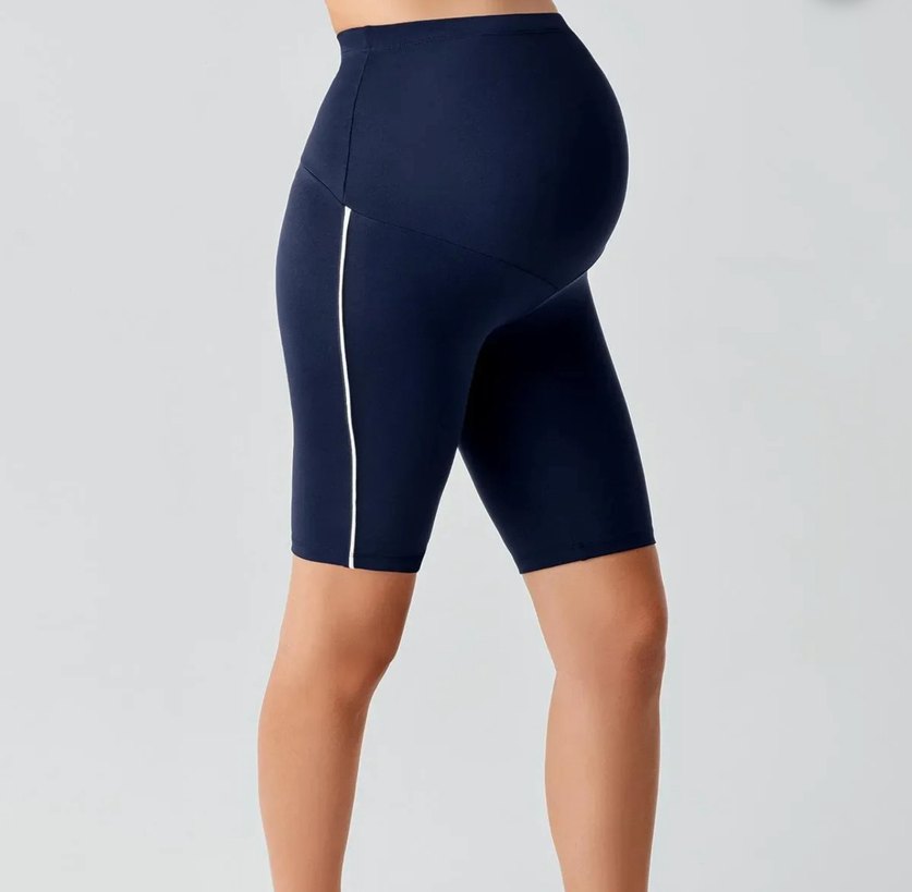 Mavi Elastik Mini Hamile Şortu - Görsel 4