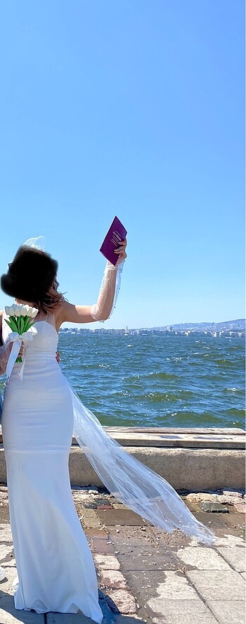 34 Beden İnci detaylı şık abiye mezuniyet elbisesi