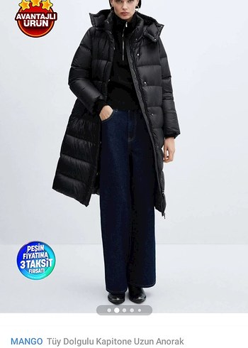MANGO Kapitone Siyah Uzun Anorak - Görsel 2