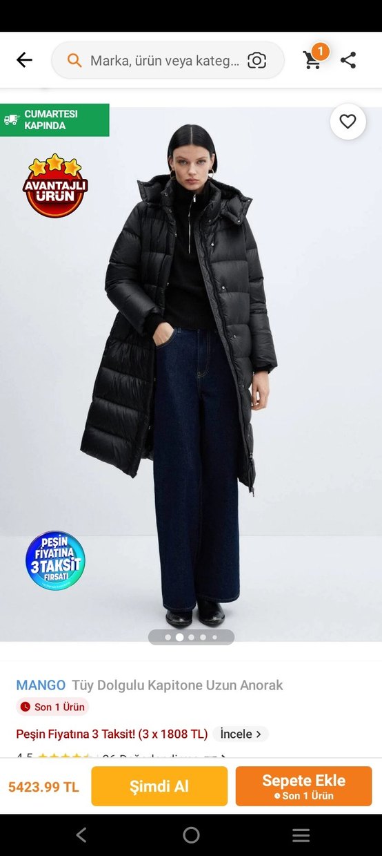 MANGO Kapitone Siyah Uzun Anorak - Görsel 2