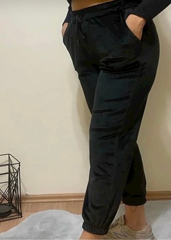 l Beden siyah Renk Siyah Kadın Salaş Jogger Alt Eşofman
