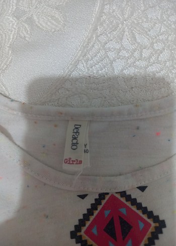 Kız Çocuk Pastel Beyaz Boncuklu Bohem Tişört - Görsel 2