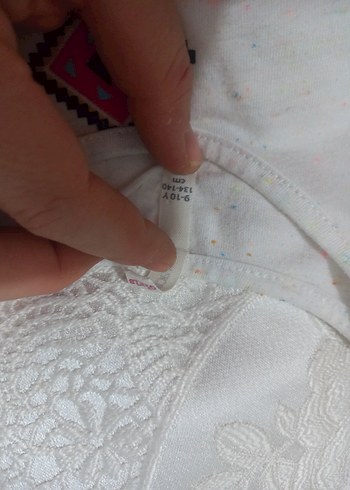 Kız Çocuk Pastel Beyaz Boncuklu Bohem Tişört - Görsel 3