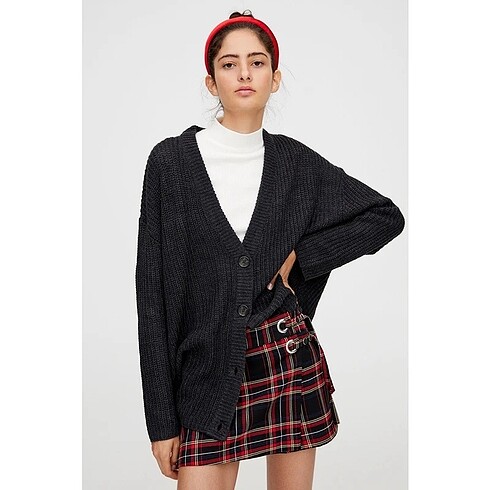 Pull and Bear Ekose mini şort etek
