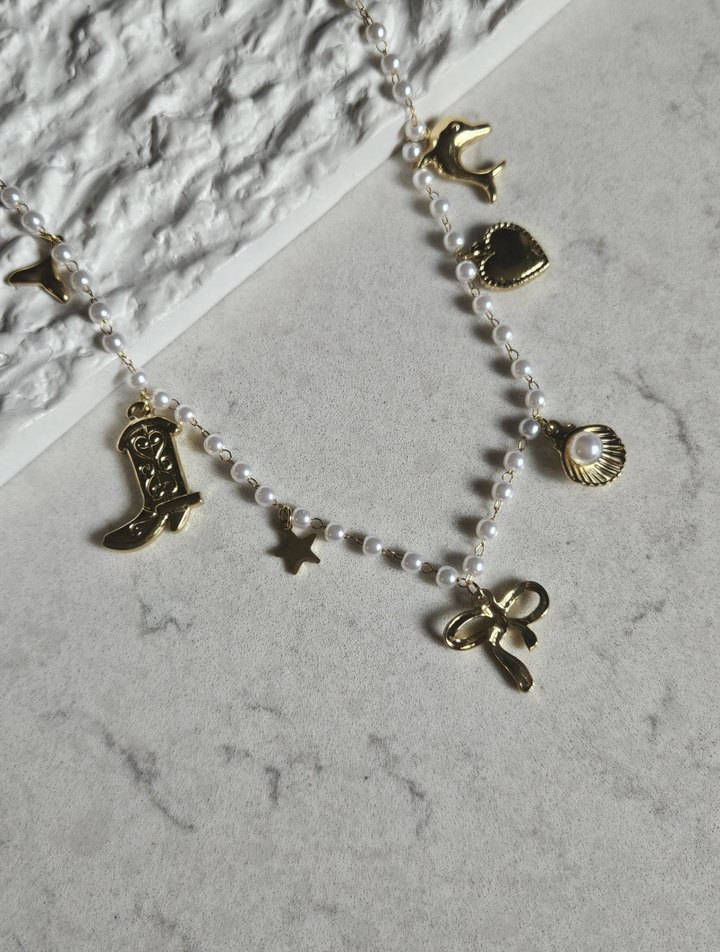 İnci Boncuklu Mini Kadın Kolye - Görsel 3