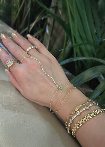 Altın Renk Zincir Detaylı Bohem Kadın El Zinciri - Görsel 2