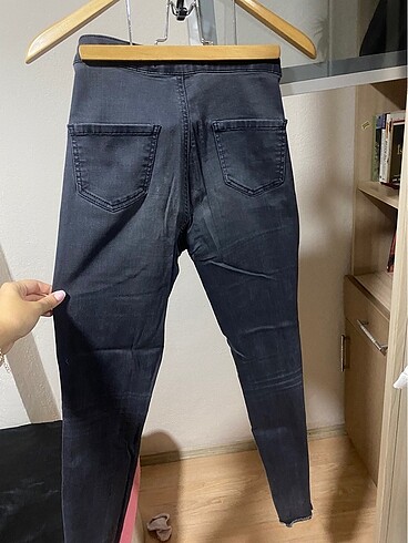 40 Beden gri Renk Gri skinny diz yırtık pantolon