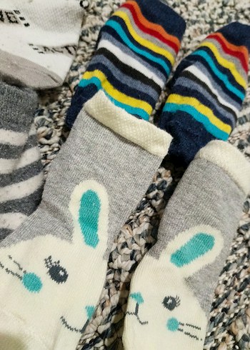 Çocuk Renkli Desenli Çorap Seti - Görsel 2