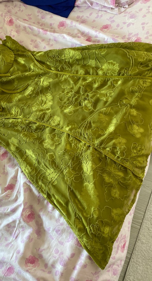 Dantel İşlemeli Yeşil Midi Elbise - Görsel 3