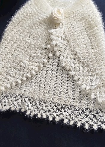 Dantel Detaylı Beyaz Örgü Kadın Şal - Görsel 5