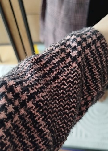 Kemerli Ekose Desenli Kadın Midi Kaban - Görsel 3