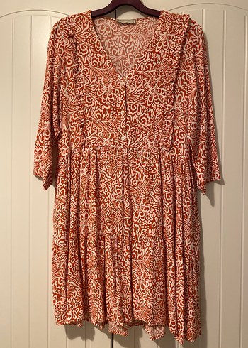 Mudo Düğmeli Kırmızı Bohem Uzun Kollu elbise - Görsel 2