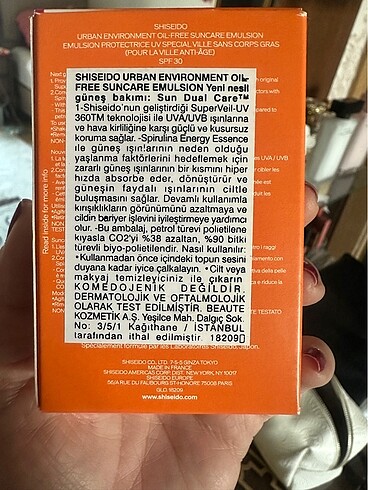 Beden Renk SHISEIDO güneş kremi