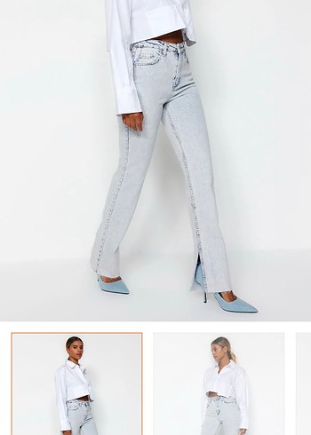 Gri Midi Boy Kadın Denim Pantolon