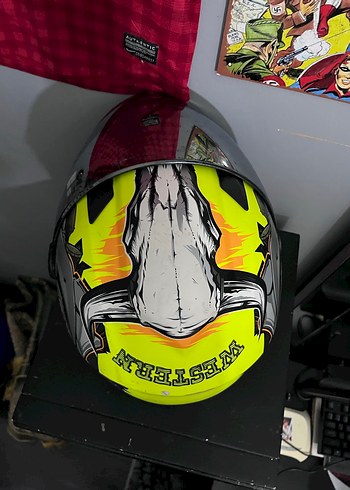 SWAY Sarı Renkli Baskılı Motosiklet Kaskı - Görsel 4