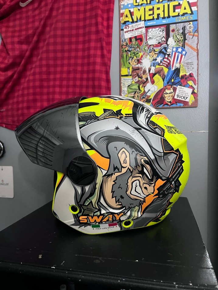 SWAY Sarı Renkli Baskılı Motosiklet Kaskı - Görsel 2