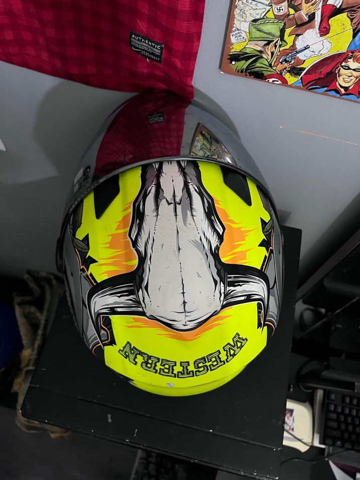 SWAY Sarı Renkli Baskılı Motosiklet Kaskı - Görsel 4