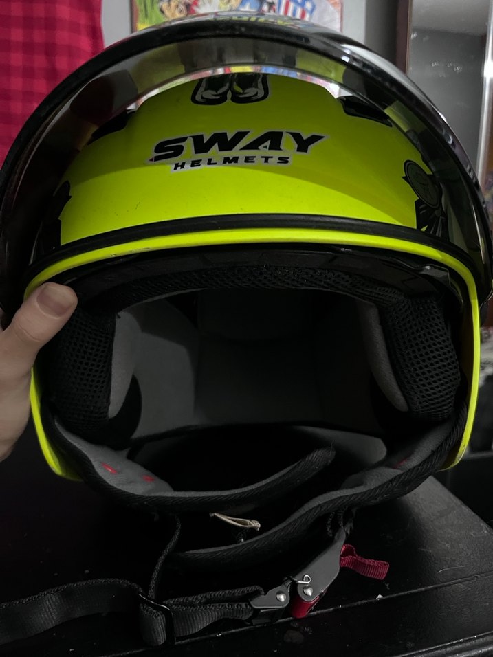 SWAY Sarı Renkli Baskılı Motosiklet Kaskı - Görsel 3