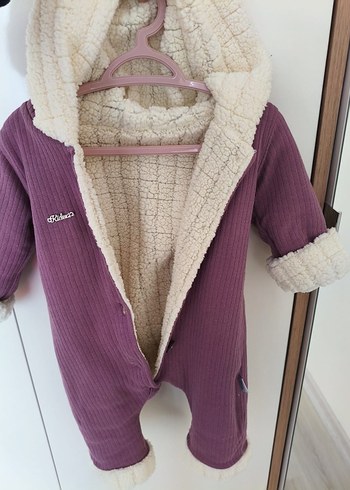 Düğmeli Mor Bebek Tulumu - Görsel 3