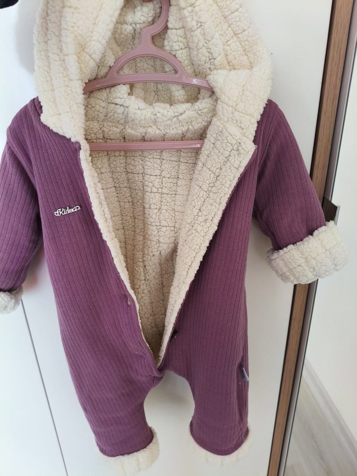 Düğmeli Mor Bebek Tulumu - Görsel 3