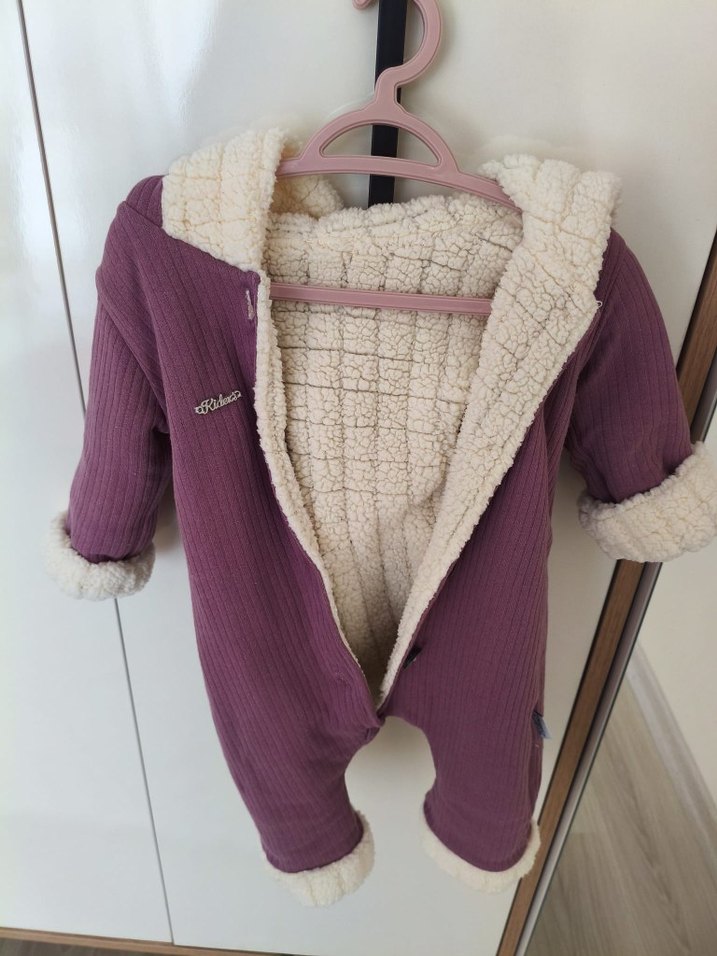 Düğmeli Mor Bebek Tulumu - Görsel 2