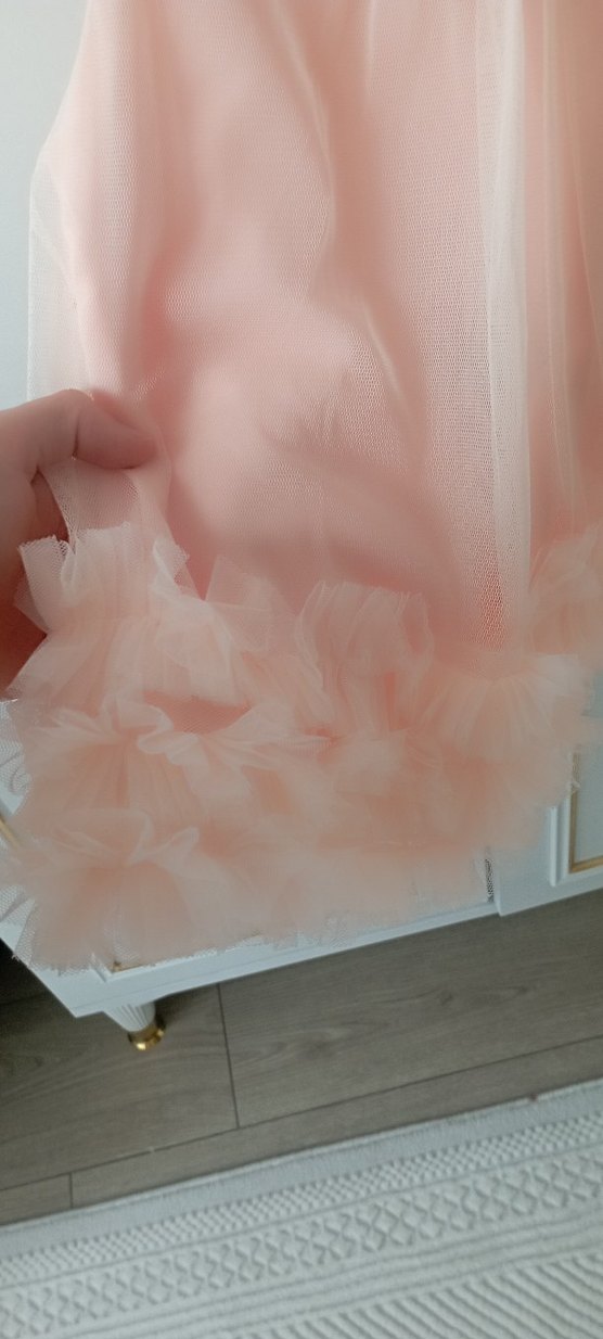 Pembe Fırfırlı Straplez Kız Elbisesi - Görsel 2